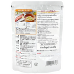 Shimaya Katsuo Dashi Powder in a white package, traditional Japanese seafood broth for cooking and flavoring dishes.
