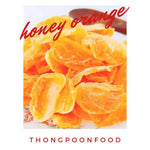 Thong Poon dried honey oranges in 180g pack, showcasing vibrant orange slices with a glossy honey coating.