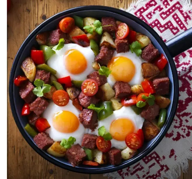 Cans of Princes Corned Beef made with 100% beef, 340g each, arranged in a pack for dry grocery shopping.
