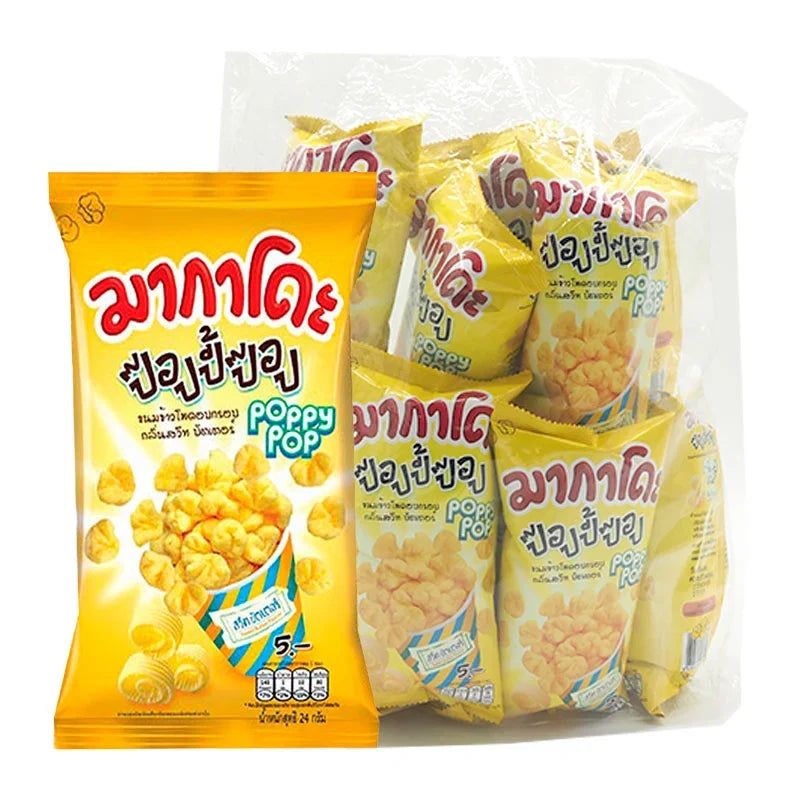 Makado Poppy Pop Potato Fries Sweet Butter flavor snack, 24g x12 pack, crispy snack snack, dry grocery, confectionery.