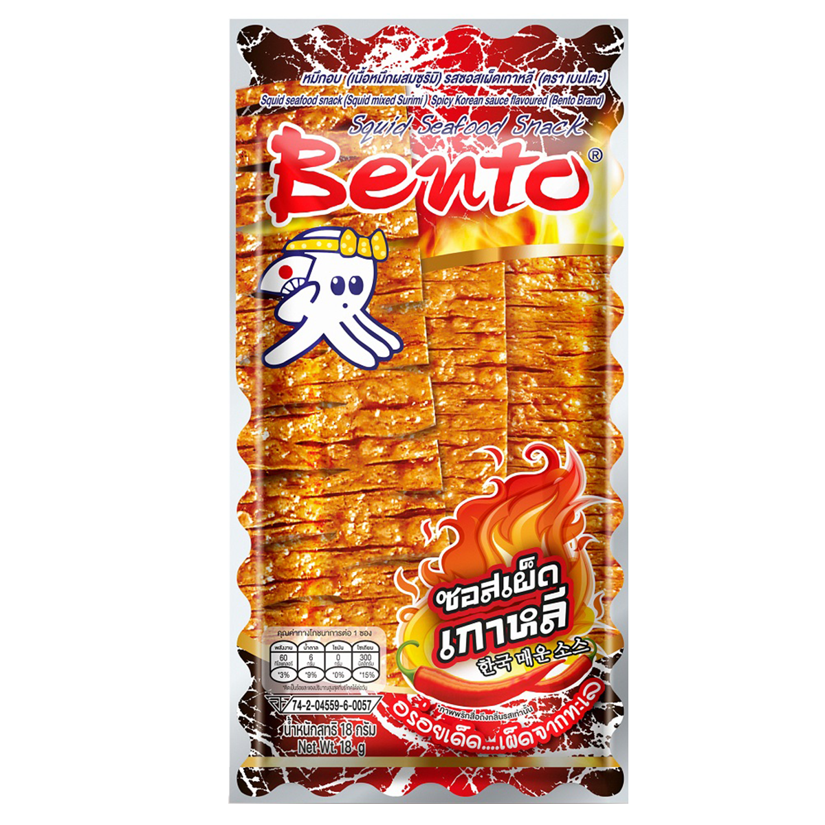Bento Korea Spicy Sauce Flavour confectionery snack in colorful packaging, showcasing spicy flavor and snack texture.