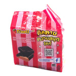 Tivoli Twin Chocolate Coated Wafers filled with strawberry jam, a tasty snack confectionery with chocolate and fruity filling.