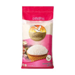 Nokkrayangkoo Double Egret Specially Selected Fragrant Rice in a clear bag, showcasing soft, high-quality dry grocery rice from Nokkrayangkoo.