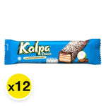Kalpa Wafer Cokelat Kelapa, 20g snack packs, featuring chocolate and coconut flavor, arranged in a box of 12.