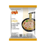 MAMA Mama Instant Noodles Minced Pork Flavor in package, sodium reduction formula, dry grocery product with noodles and seasoning.
