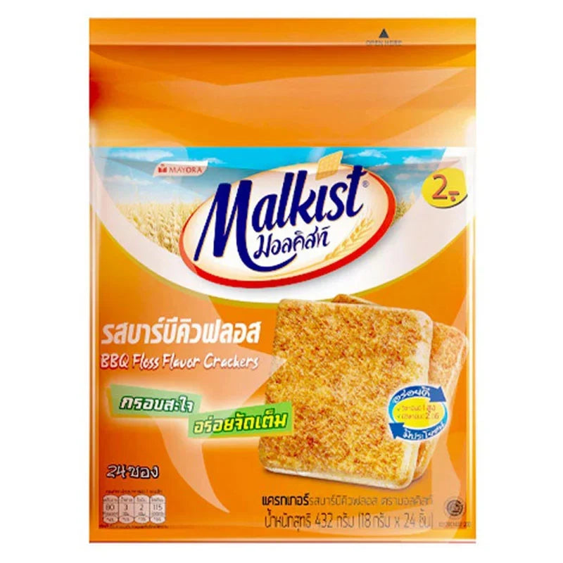 MALKIST BBQ Cracker in 18g package, crispy dry snack with barbecue flavor from MALKIST brand.