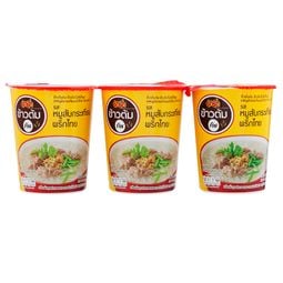 Mama Instant Rice Soup Minced Pork with Garlic and Pepper Flovour 35 g. Pack 3