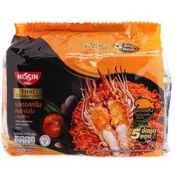 Nissin Dried Instant Noodles Tom Yum Shrimp Paste Cream Sauce 71 g. Pack 5