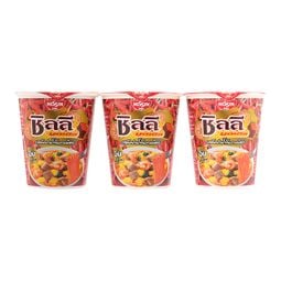Nissin Instant Chilli Noodles Cup Tom Yum Creamy Ruam Mitr Flavour 76 g. Pack 3