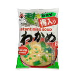 Shinsyuichi Instant Miso Soup Wakame in 156g package, featuring dried seaweed and miso for quick, flavorful Japanese soup.