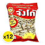 Jangko roasted sunflower seeds with herbs, 15g x12 pack, dry grocery snack featuring seasoned sunflower seeds in a clear bag.