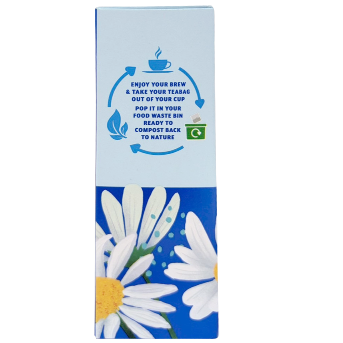 Sainsbury's Camomile Infusion Tea 20 bags in a box, showing tea bags with chamomile flowers for a calming herbal drink.