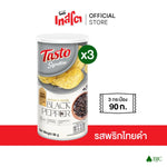 Tasto Signature Black Pepper flavored home fried snack in 90g bag, dry grocery snack with black pepper seasoning.