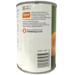 Sainsbury's apricot halves in light syrup in a can, showing golden apricots packed in syrup with a pull-tab lid.