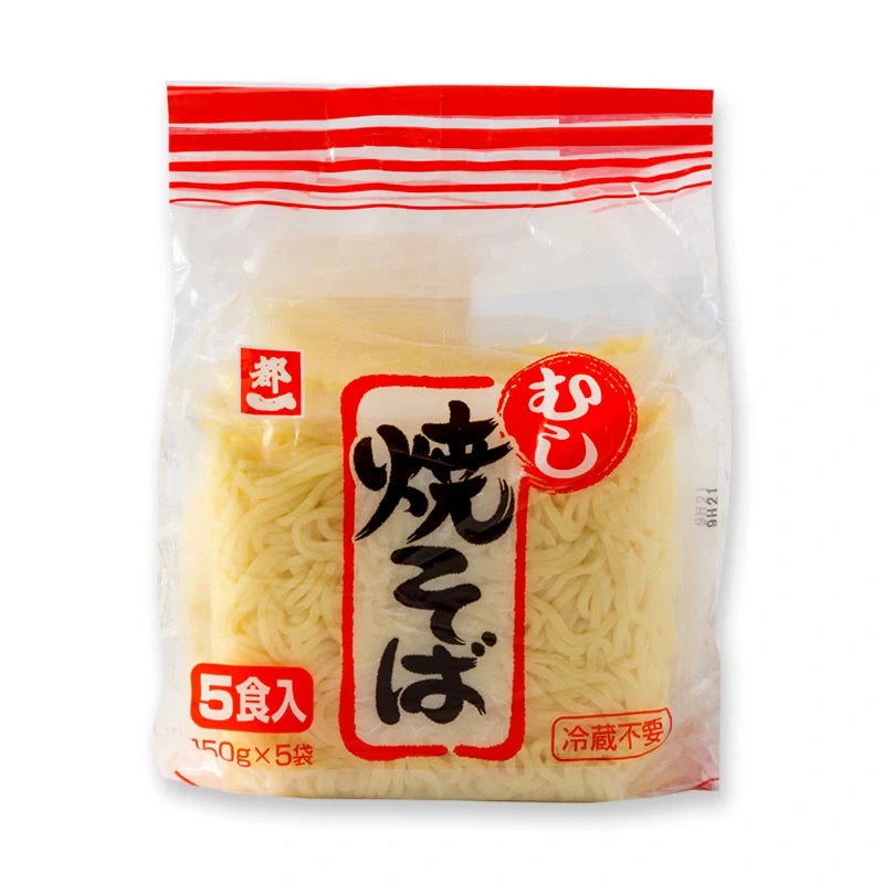 Dried Miyakoichi Mushi Yakisoba noodles in a 150g package, suitable for Japanese-style stir-fried noodle dishes.