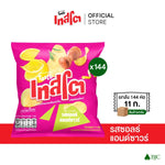 Tasto Crispy Potato Chips Salt and Sour flavor in 11g snack packs, showing a bowl of crispy potato chips with salt and sour flavoring