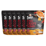 Chaolay Fish Crisps with Squid, 100g pack, showing crispy snack with squid pieces in colorful packaging.