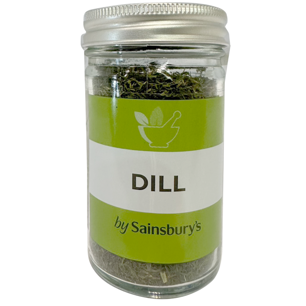 Fresh Sainsbury's dill herb in a grocery package, showcasing vibrant green feathery leaves for cooking and garnishing.