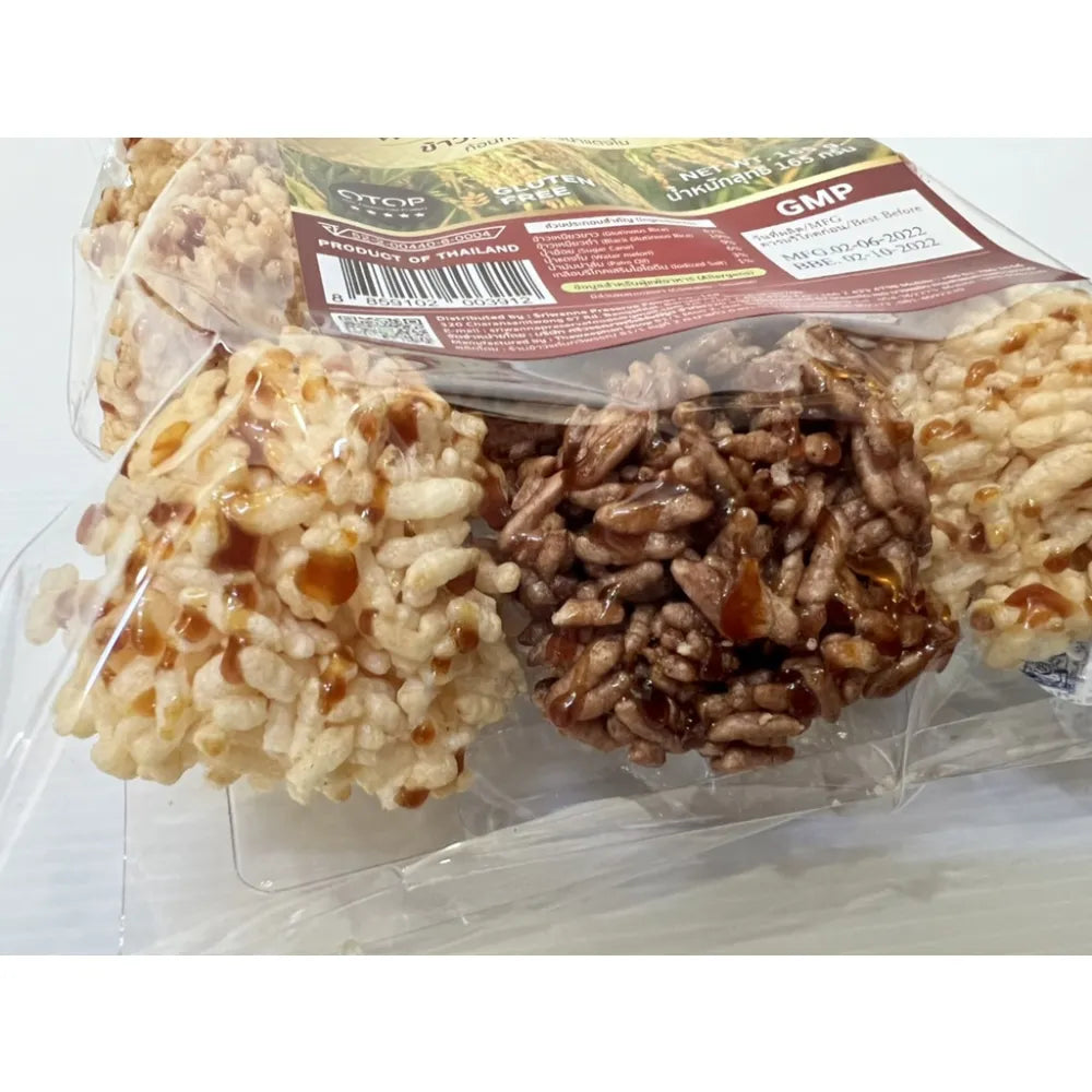 Sriwanna rice cracker with sugar cane syrup, a sweet snack confectionery, shown in a 165g package.