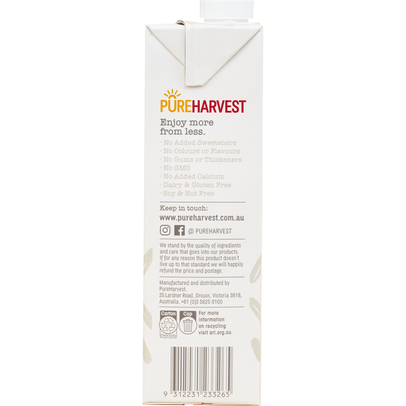 Glass of Pureharvest Original Rice Milk in a clear glass, showcasing its creamy, natural appearance.