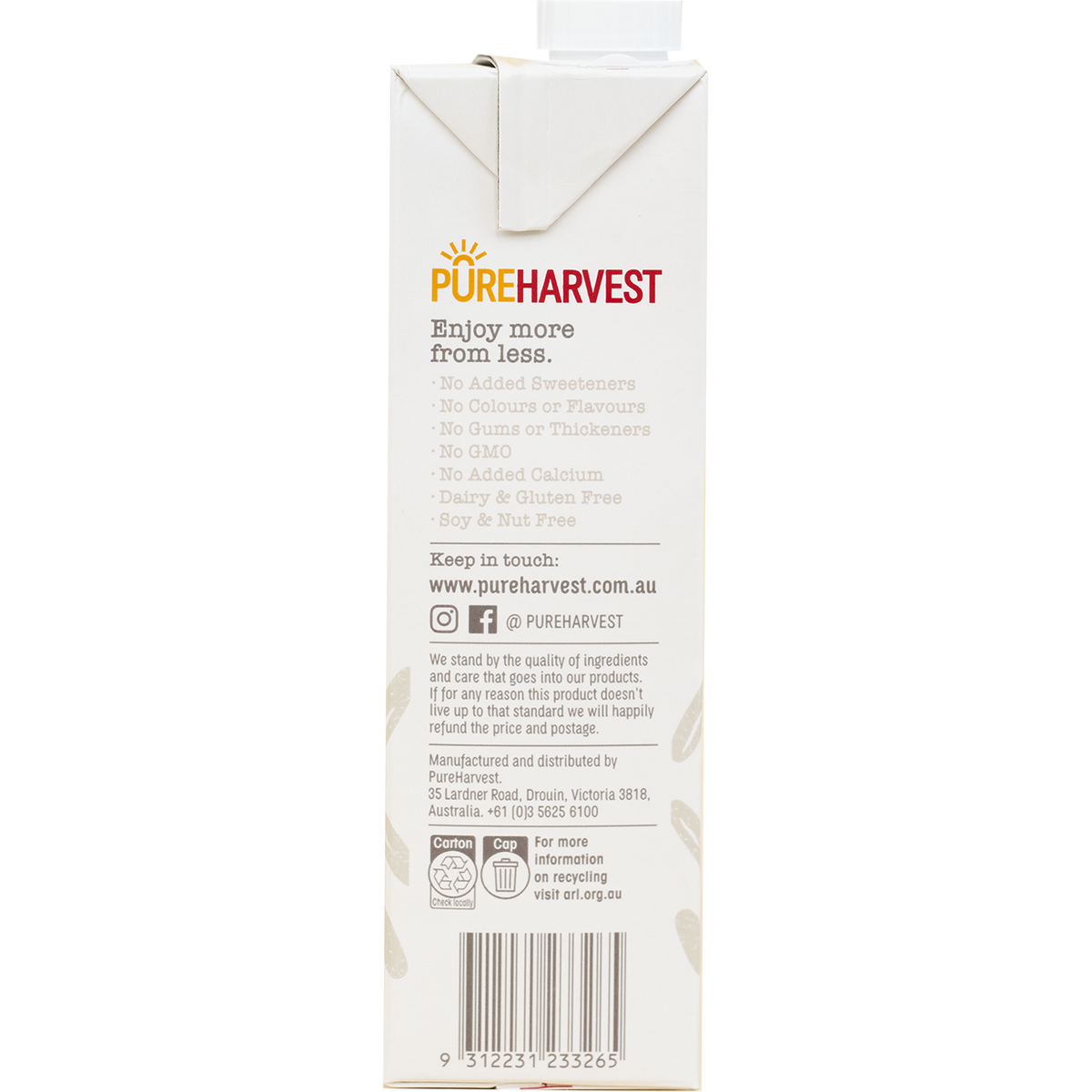 Glass of Pureharvest Original Rice Milk in a clear glass, showcasing its creamy, natural appearance.