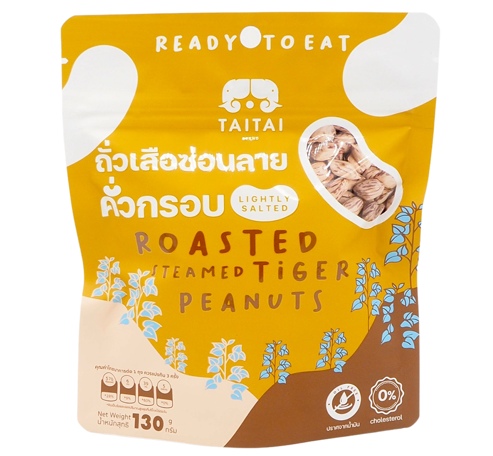 Tai Tai roasted steamed tiger peanuts, a popular confectionery snack, shown in a close-up image with golden, crunchy peanuts.