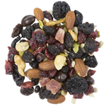 Assorted nuts energy mix in a Sunridge Farms confectionery snack bag with almonds, cashews, and dried fruits.