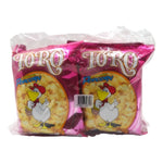 TORO Popcorn Extrude snack, 80g x4 packs, dry grocery snack with crunchy popcorn confectionery in colorful packaging.