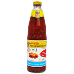 Bottle of Pantainorasingh Sweet Chilli Sauce for groceries with red chili and sweet glaze label.