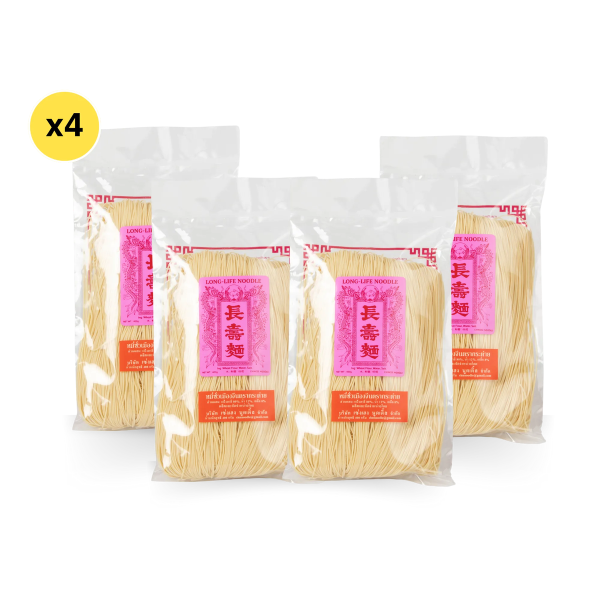 Dry Rabbit Brand Chinese noodles in 400g package, showing packaged noodles with brand logo and clear packaging details.
