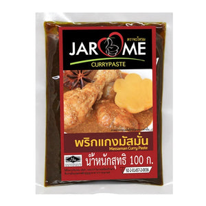 Jarome Massaman Curry Paste 100g jar showing the label and packaging for dry grocery use