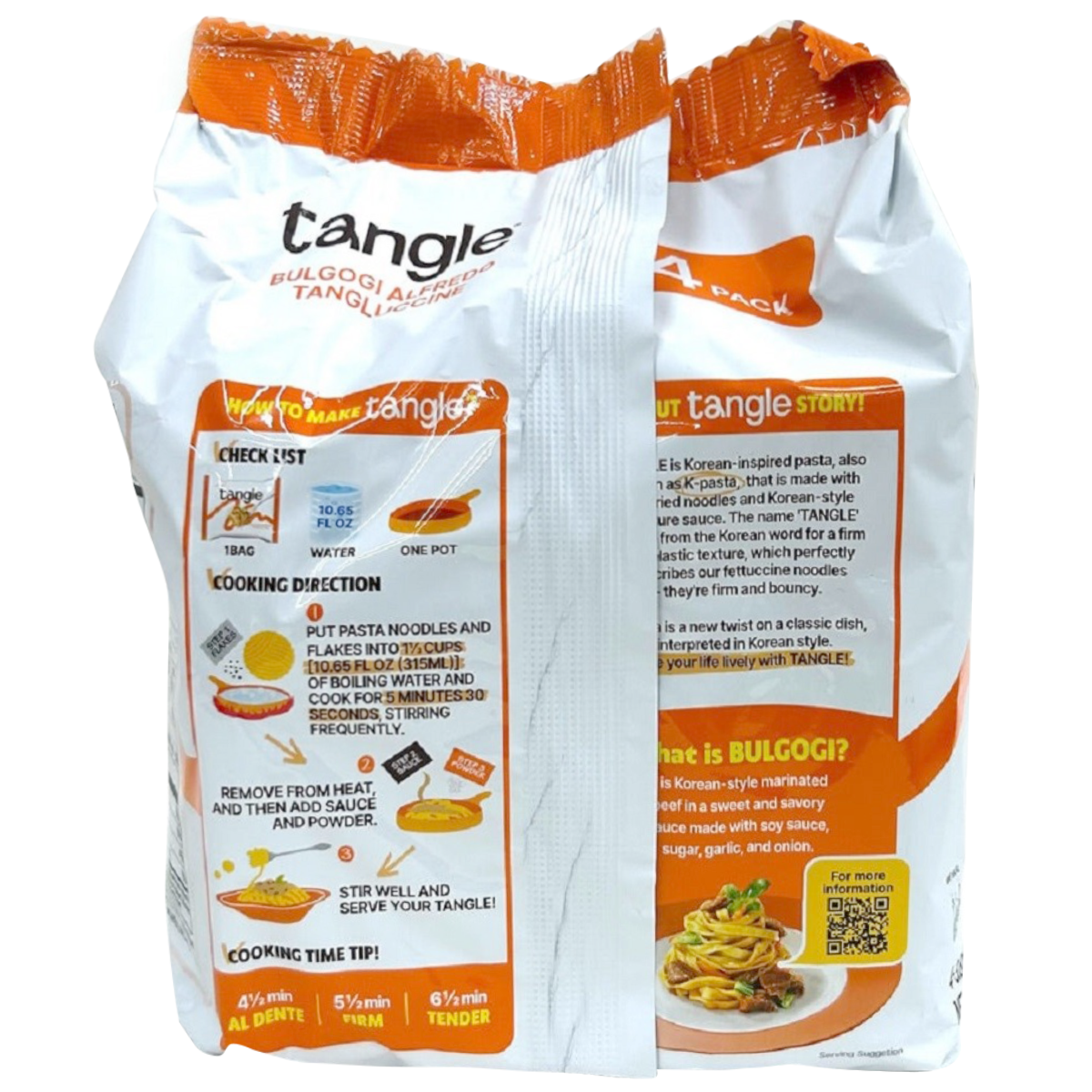 Samyang Tangle Bulgogi Alfredo Pasta in a bowl, showcasing creamy sauce with beef and pasta, ready to serve.