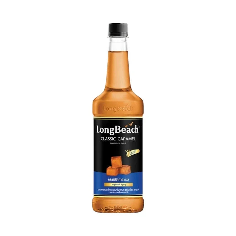 LongBeach Zero Calories Classic Caramel Syrup bottle, dry grocery product with caramel flavor and zero calorie content.