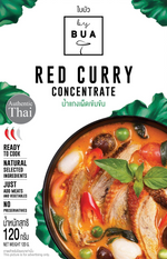 Bai Bua Red Curry Concentrate jar with label, showcasing the Thai-style red curry paste for cooking.
