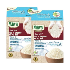 Organic Naturel Rice RD43 in 1kg packs, shown in a clear image, ideal for dry grocery shopping and healthy cooking.