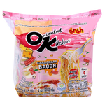Mama Ok Carbonara Bacon, grocery product featuring crispy bacon strips ideal for pasta dishes and cooking.