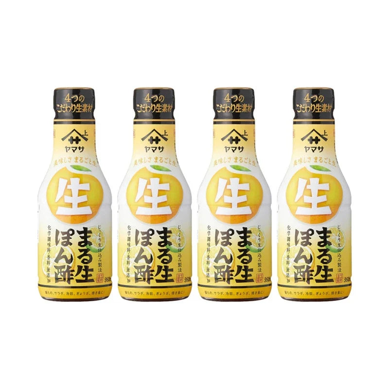 Yamasa Marunama Ponzu Sauce with Japanese soy in a clear bottle, suitable for dry grocery use, on a plain background.