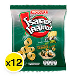 Roller Coaster potato rings with seaweed flavor in a 12g pack, 12-pack snack for dry grocery and confectionery.
