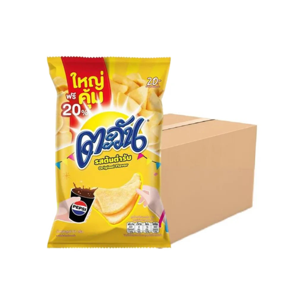 Tawan Snacks Khao Cracker in a bowl, crispy Thai confectionery snack with rice cracker texture, colorful packaging in the background.