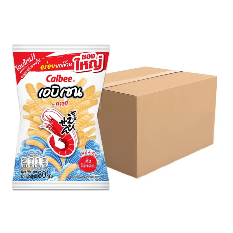 Calbee Original Flavored Snack 80g, dry grocery snack with crispy texture, ideal for confectionery and snack lovers.