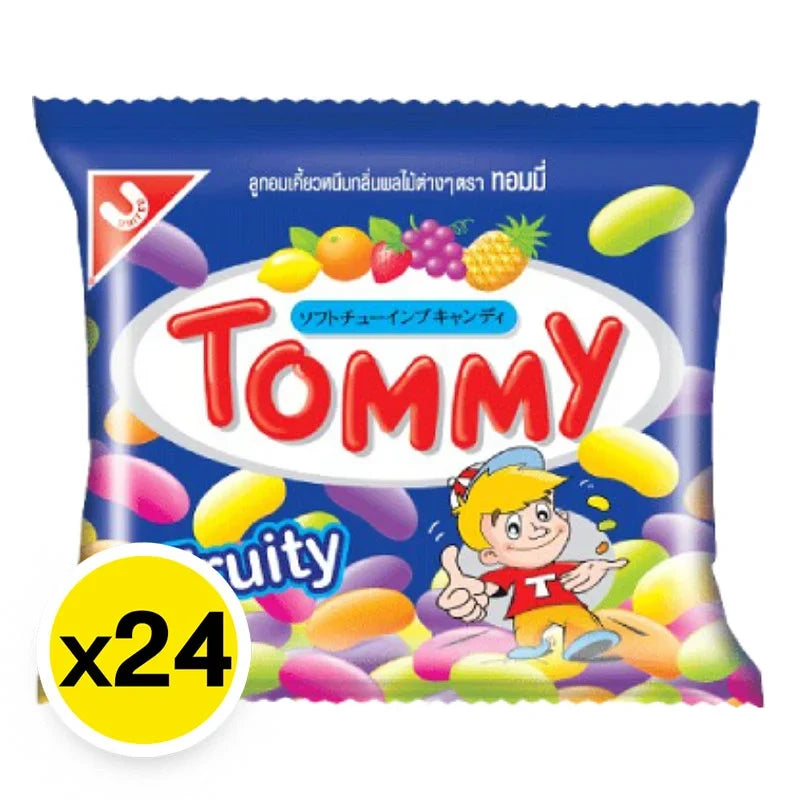 Tommy Jelly Bean 15g snack pack, colorful chewy candies in a clear bag, 24 packs for dry grocery and confectionery.
