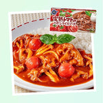 House Kanjuku Tomato Hayashi 184g dry grocery product featuring a can with the tomato hayashi label and vibrant red tomatoes.
