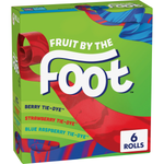 Fruit by the Foot fruit flavored snacks, 6 rolls of colorful confectionery treats with fun, fruity designs.