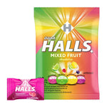 Halls Mixed Fruit dry grocery snack with assorted fruit-flavored candies in a colorful package.