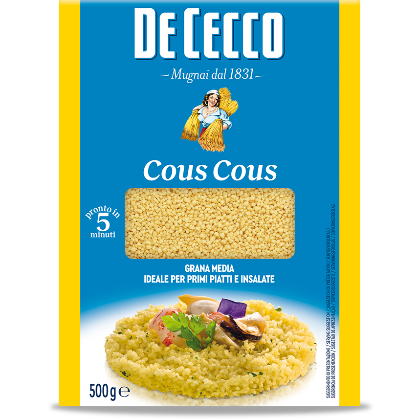 De Cecco couscous in a package, a popular Italian grocery product for making flavorful dishes.