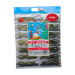 Panda Crispy Seaweed snack in a clear package with crispy, seasoned seaweed sheets visible.