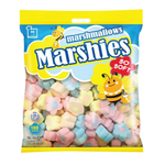 Marshies Vanilla Flower Marshmallows, soft and fluffy confectionery snacks with vanilla and floral flavors, in a colorful package.
