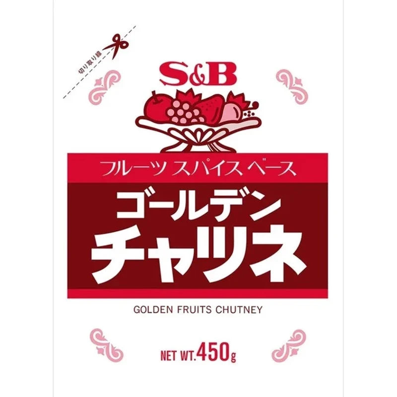 S & B Apple and Spice X dry grocery product in 450g package, featuring a blend of dried apples and spices in a clear bag