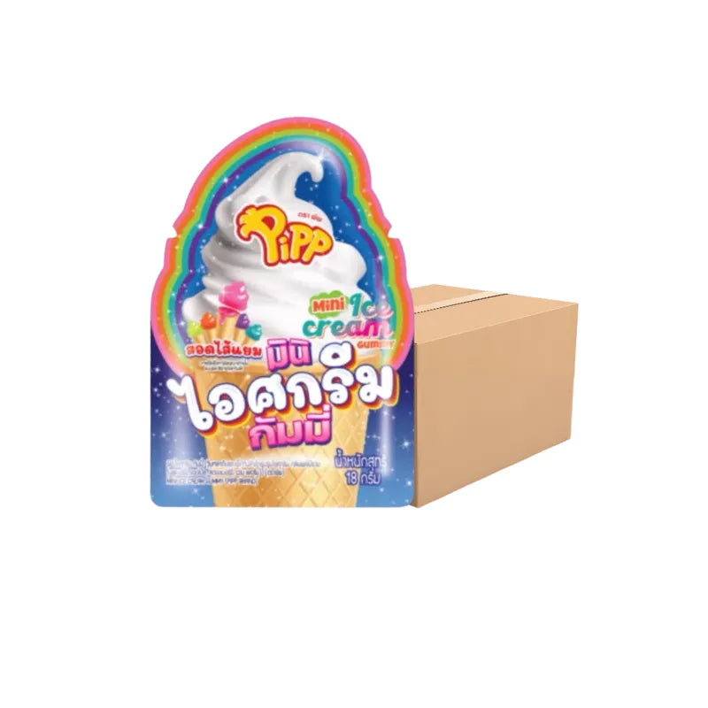 Pipp Mini ICE Cream Gummy Pack 18g, 12 packs, 24 pieces, colorful chewy confectionery snack from PIPP.