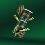 Wasabi-o coated cashews with seaweed flavor, dry grocery snack in a colorful package, showcasing the wasabi and seaweed coating.